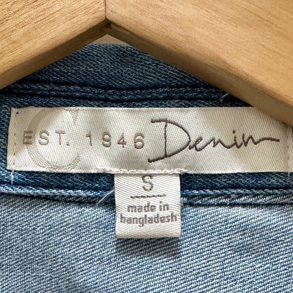 EST. 1946 Denim Jean Flannel Jacket Women's Size S Boho Prairie Cottagecore - Picture 4 of 13